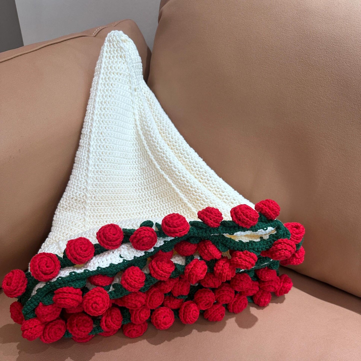 Hand-Crocheted Rosebud Blanket Bouquet