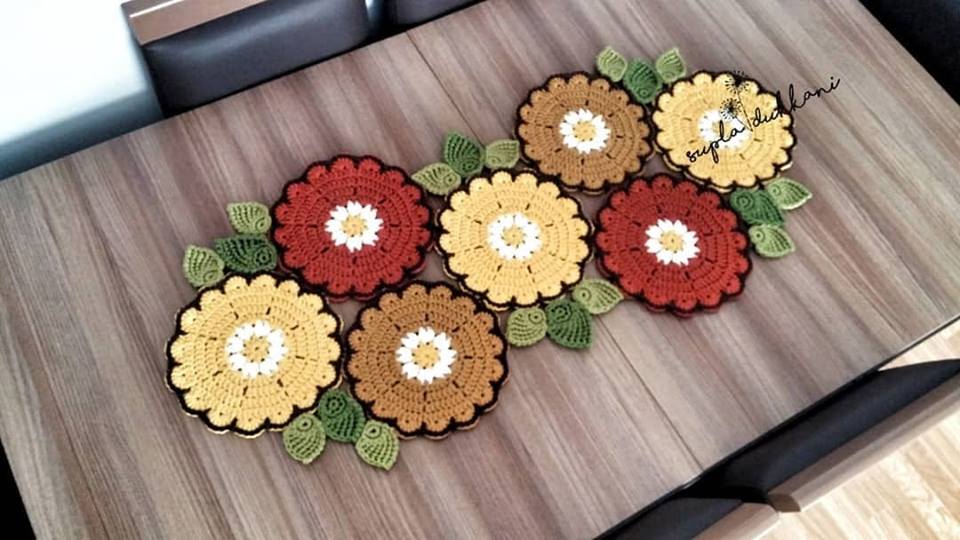 Crochet Flower Table Runner