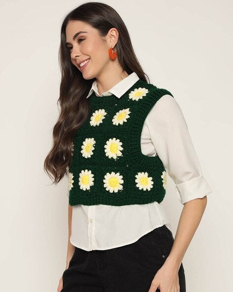 Daisy Meadow Crochet Vest