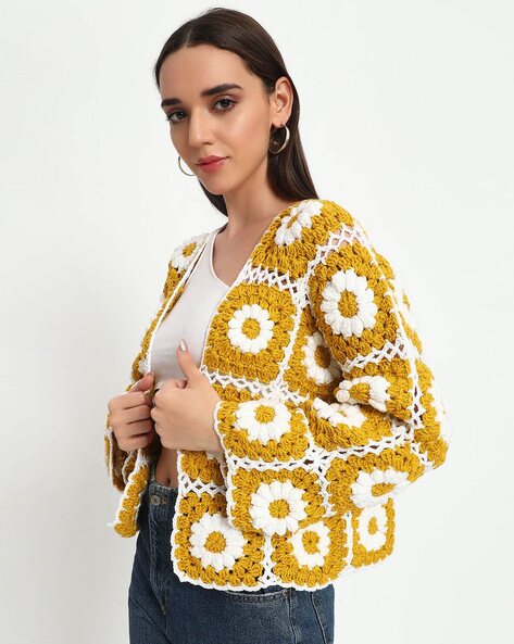 Golden Daisy Crochet Cardigan