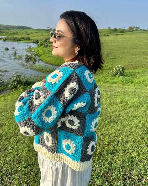 Coastal Breeze Blue Crochet Cardigan