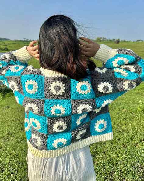 Coastal Breeze Blue Crochet Cardigan