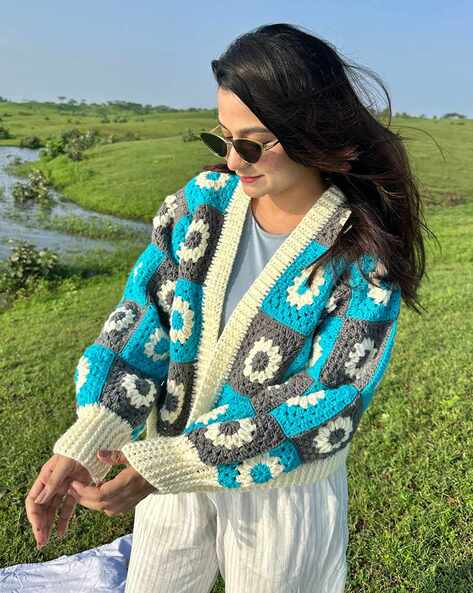Coastal Breeze Blue Crochet Cardigan