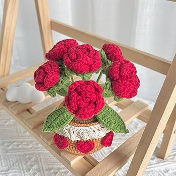 Crochet Rose Pot