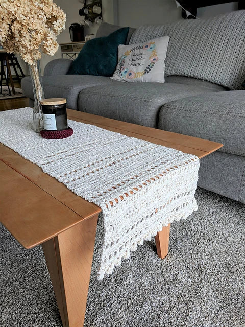 Cream/Off-White Crochet Table Runner