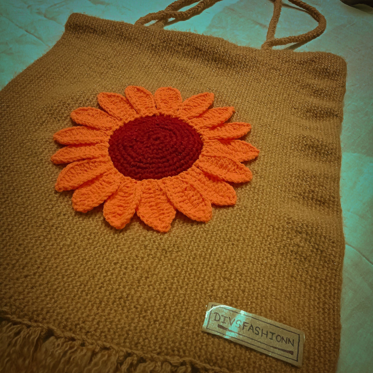 Jute Sunflower Tote Bag