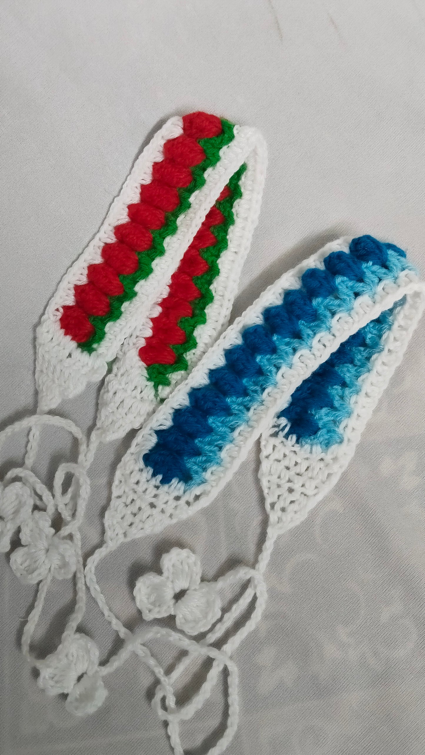 Set of Two Crocheted Headbands with Floral Ties