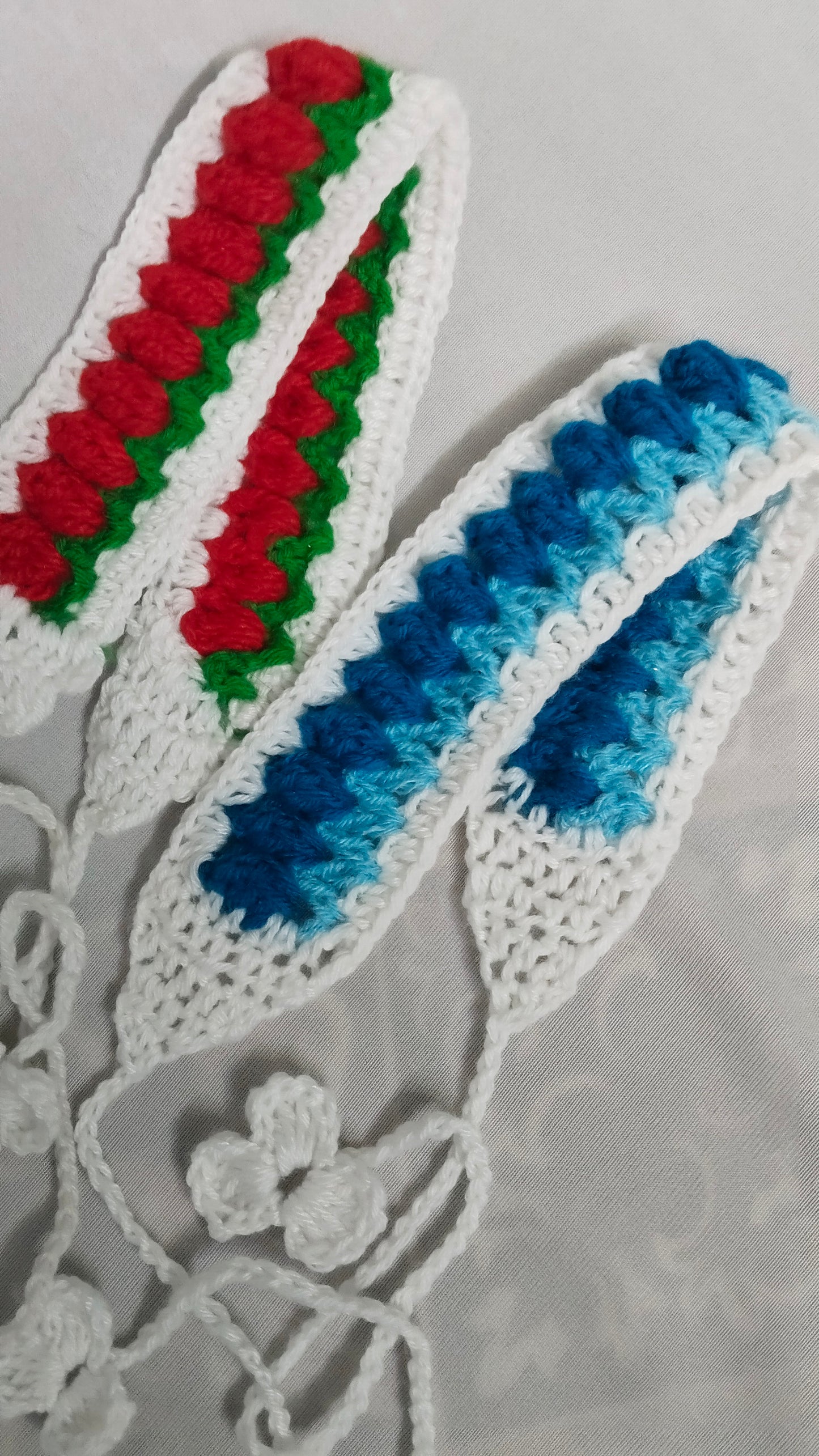 Set of Two Crocheted Headbands with Floral Ties