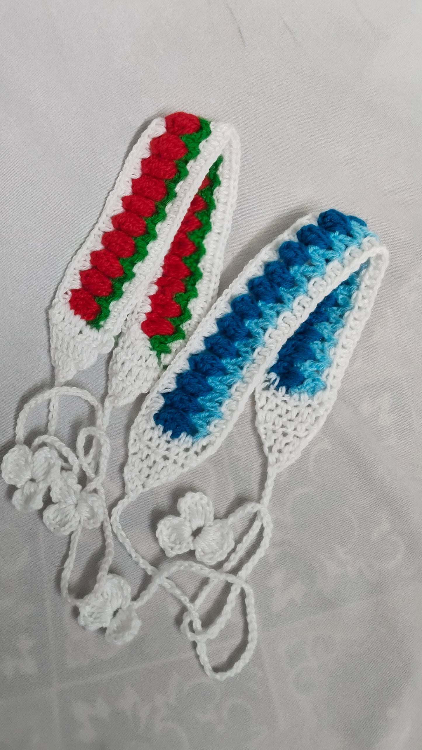 Set of Two Crocheted Headbands with Floral Ties