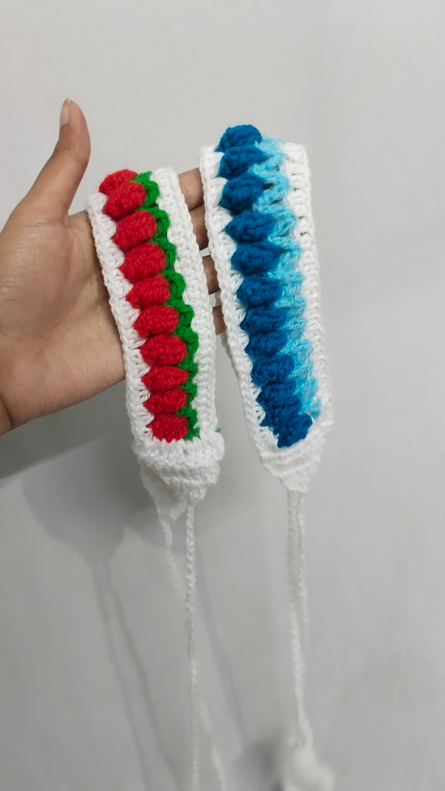 Set of Two Crocheted Headbands with Floral Ties
