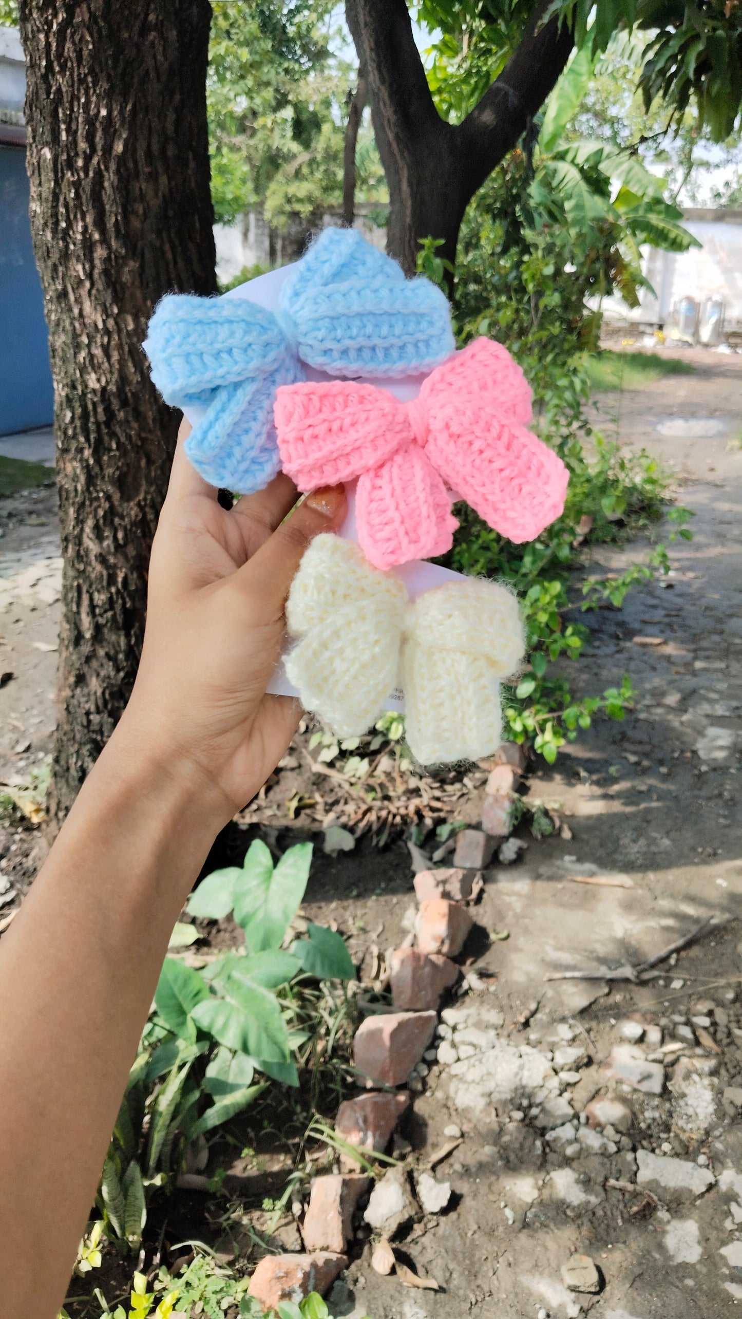 Handcrafted Crochet Bow Set – Pastel Trio