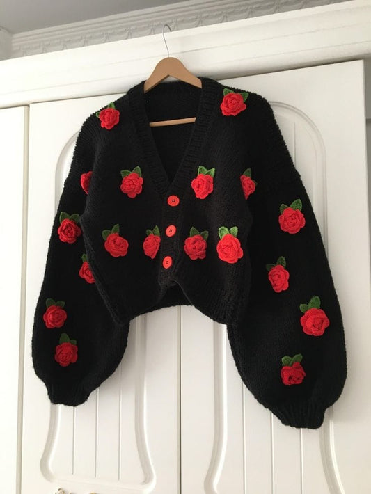 Rose Bloom Crochet Cardigan 🌸
