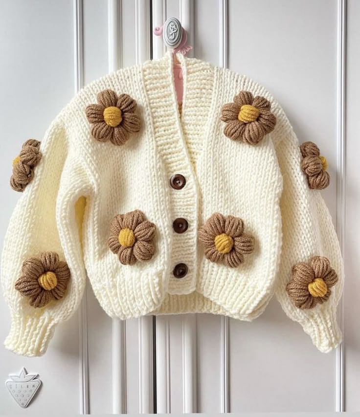 Blossom Knit Daisy Crochet Cardigan