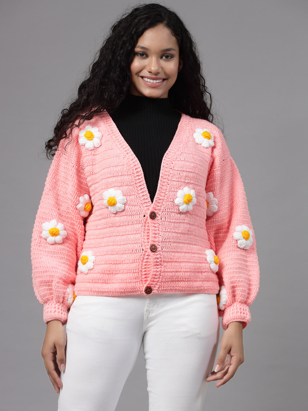 Button-Up Daisy Garden Crochet Cardigan