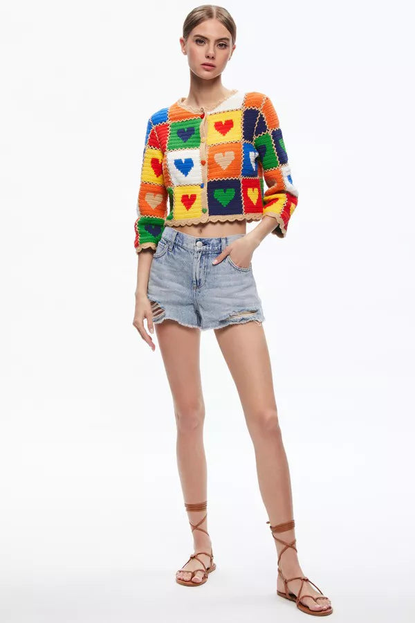 Patchwork Hearts Crochet Cardigan