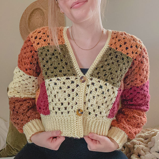 Autumn Patchwork Crochet Cardigan