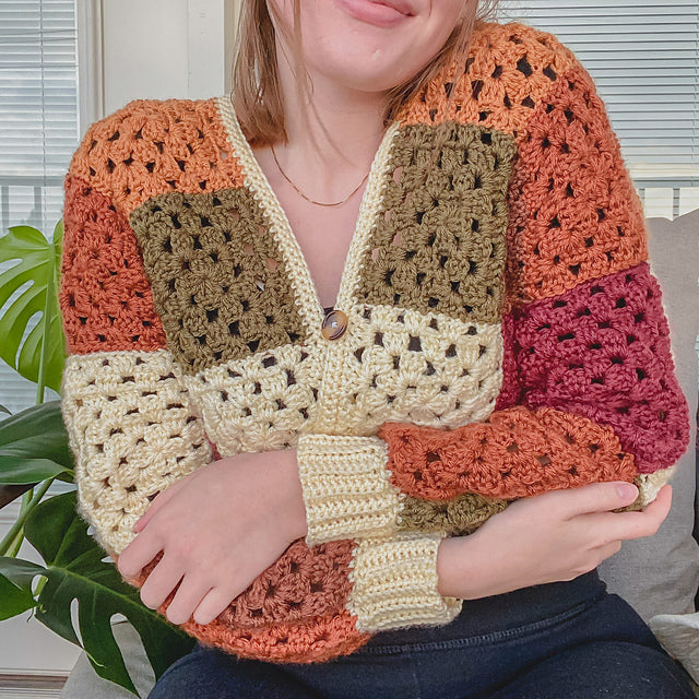 Autumn Patchwork Crochet Cardigan