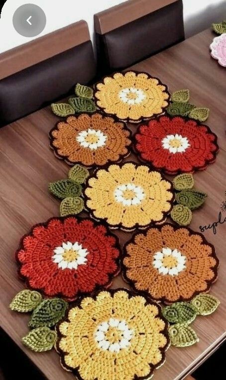 Crochet Flower Table Runner