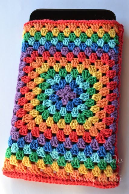 Vibrant Rainbow Granny Square Diary Cover
