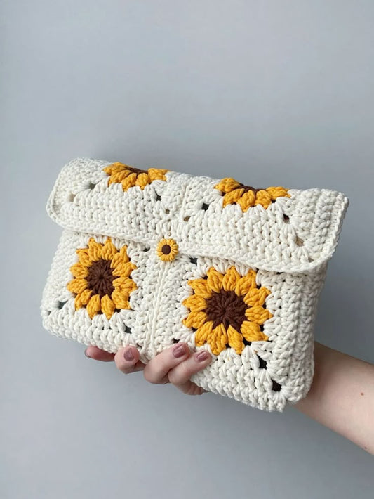 Golden Sunflower Granny Square Diary Cover