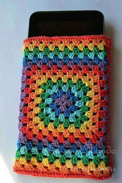 Vibrant Rainbow Granny Square Diary Cover