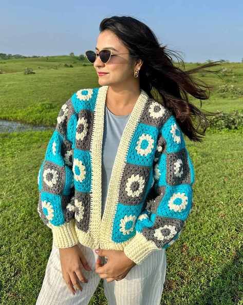 Coastal Breeze Blue Crochet Cardigan