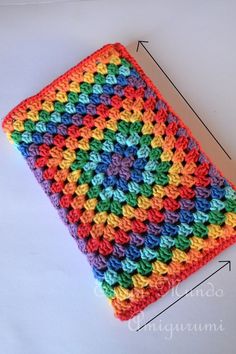 Vibrant Rainbow Granny Square Diary Cover