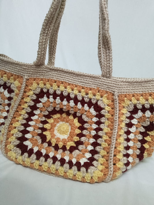 Granny Square Box Tote Bag