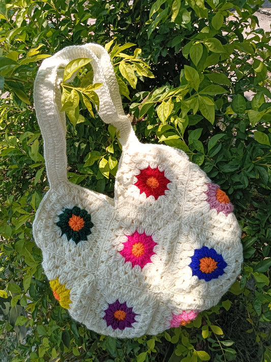 Colorful Floral Patch Bag
