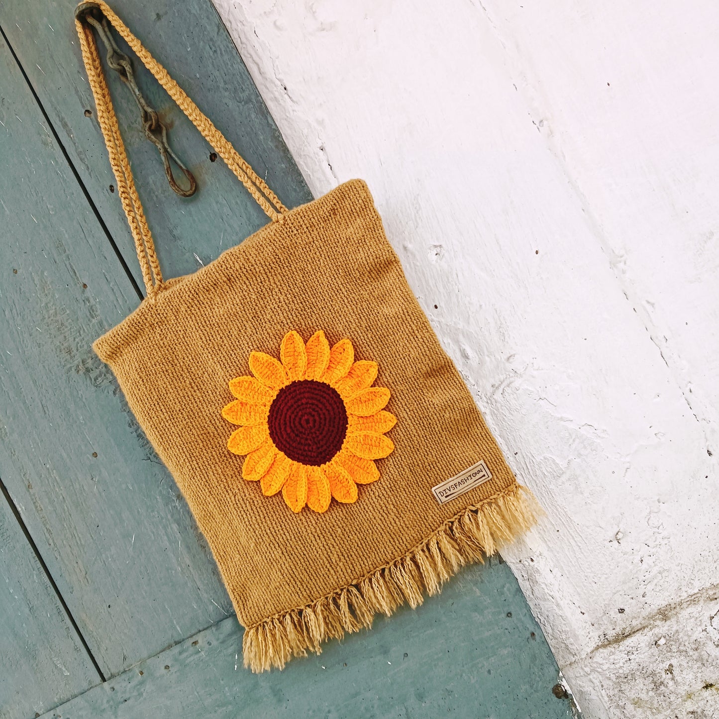 Jute Sunflower Tote Bag