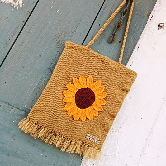 Jute Sunflower Tote Bag
