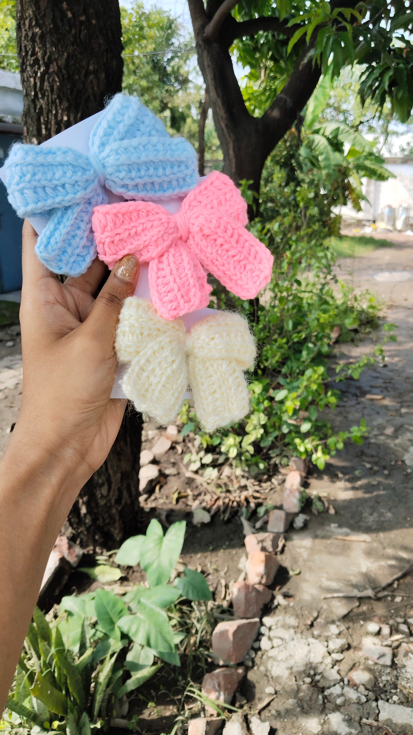 Handcrafted Crochet Bow Set – Pastel Trio