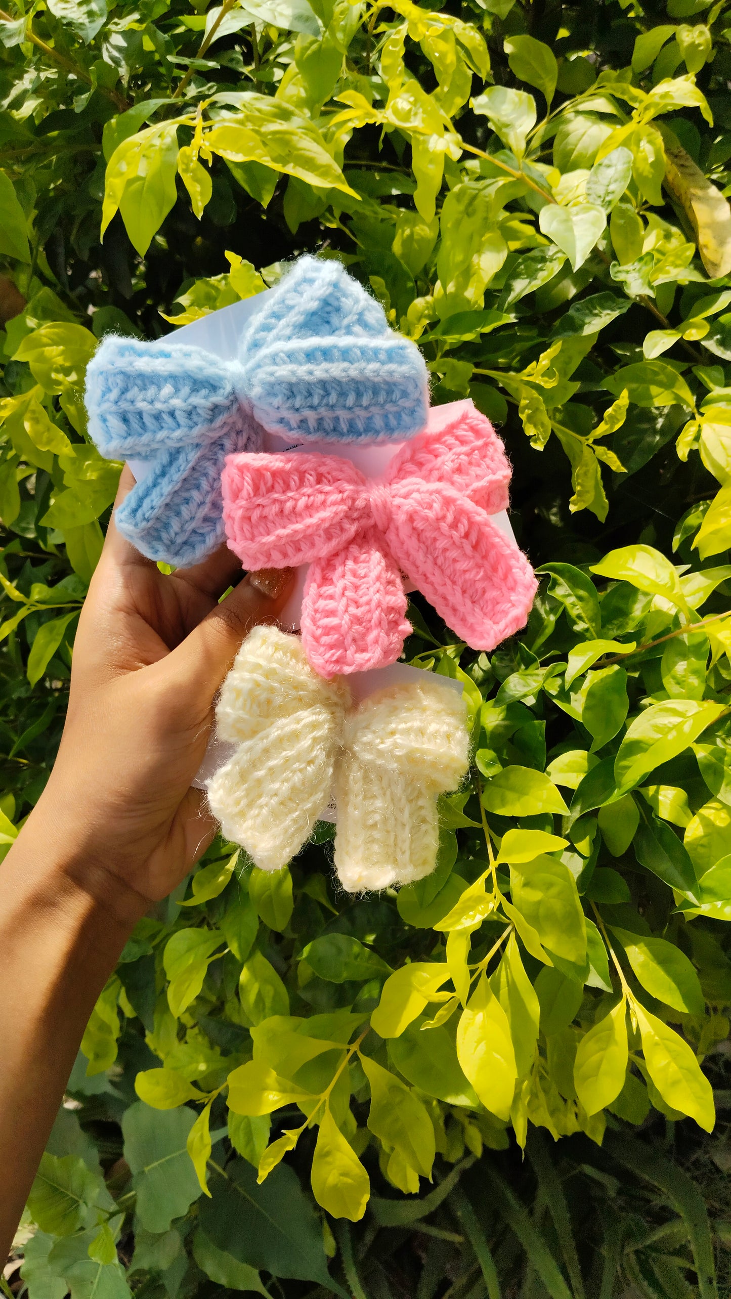 Handcrafted Crochet Bow Set – Pastel Trio