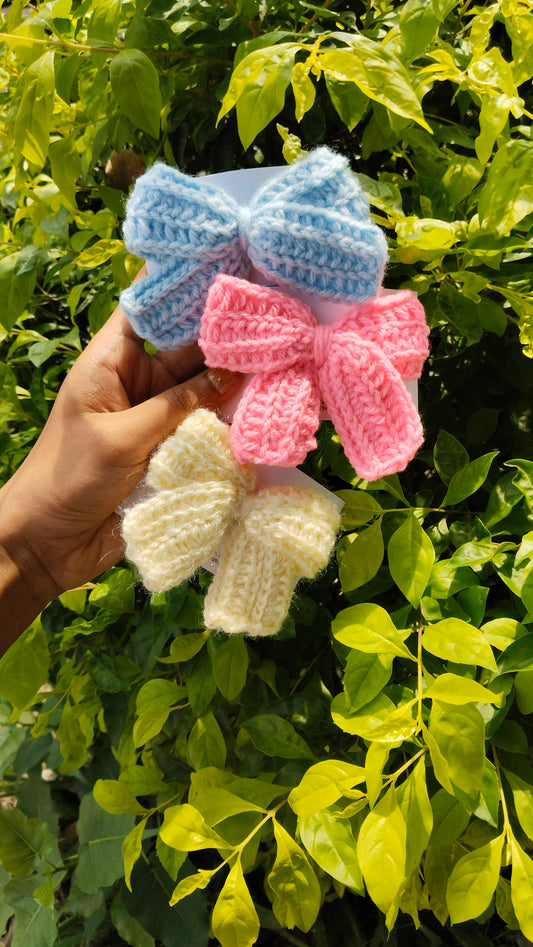 Handcrafted Crochet Bow Set – Pastel Trio