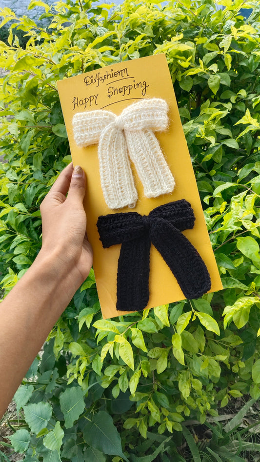 Handcrafted Crochet Bow Clip Set