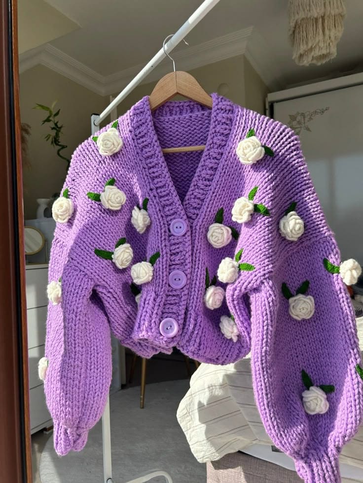 Rose Bloom Crochet Cardigan 🌸