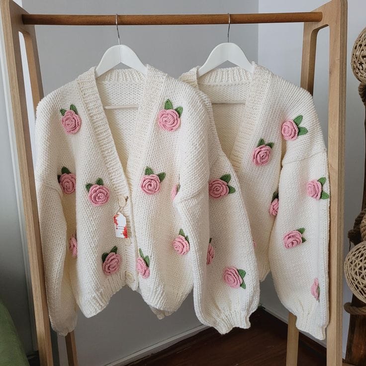 Rose Bloom Crochet Cardigan 🌸