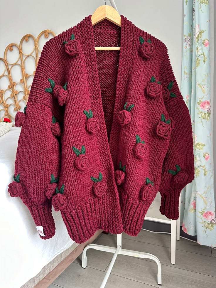 Rose Bloom Crochet Cardigan 🌸