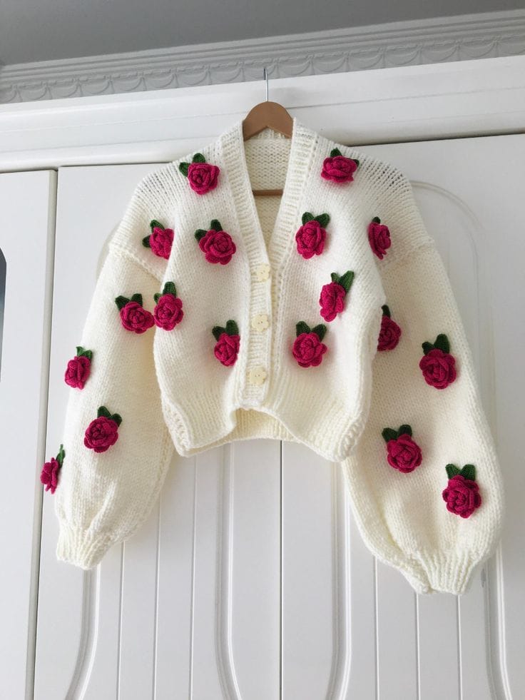 Rose Bloom Crochet Cardigan 🌸