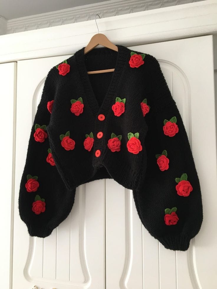 Rose Bloom Crochet Cardigan 🌸