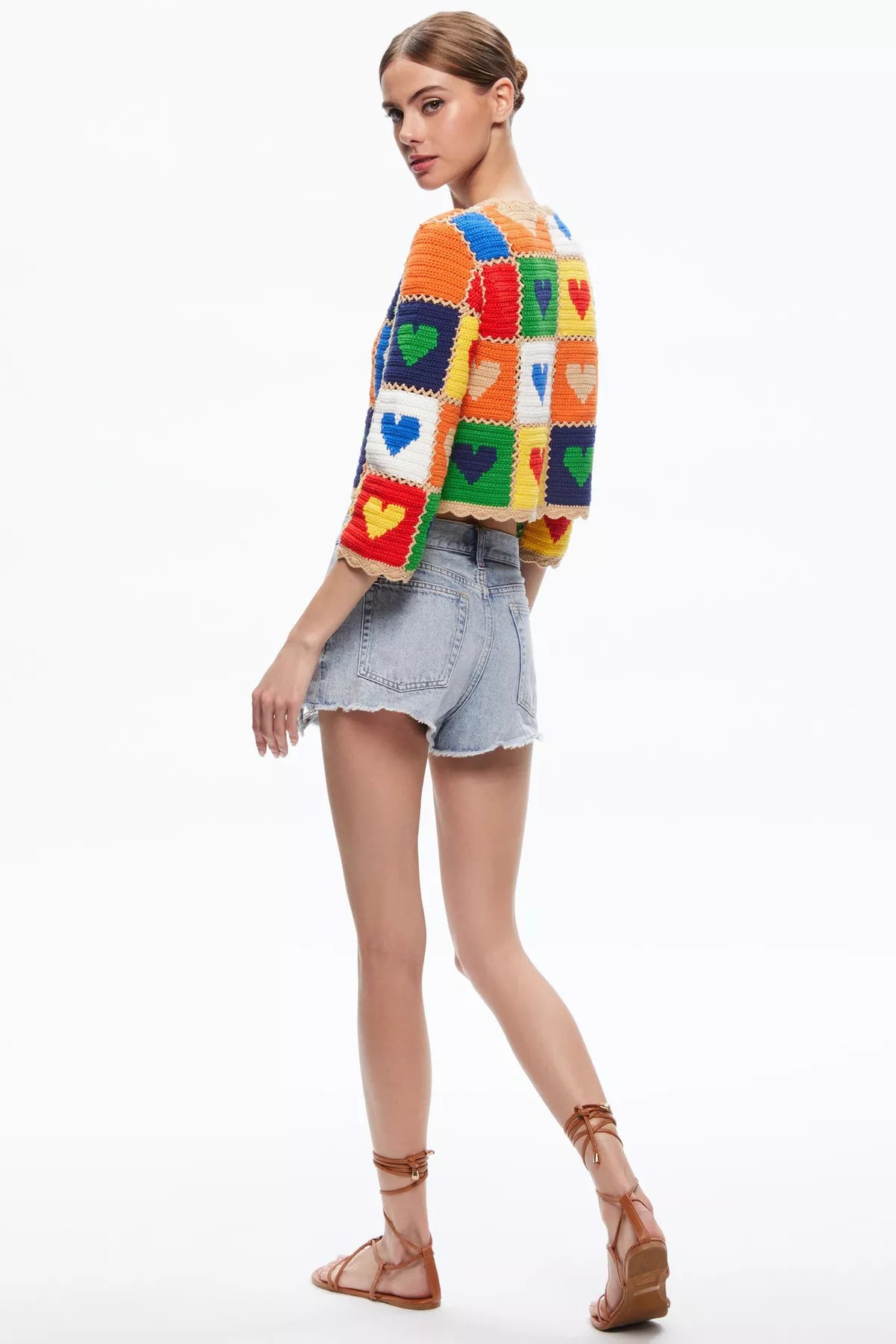 Patchwork Hearts Crochet Cardigan