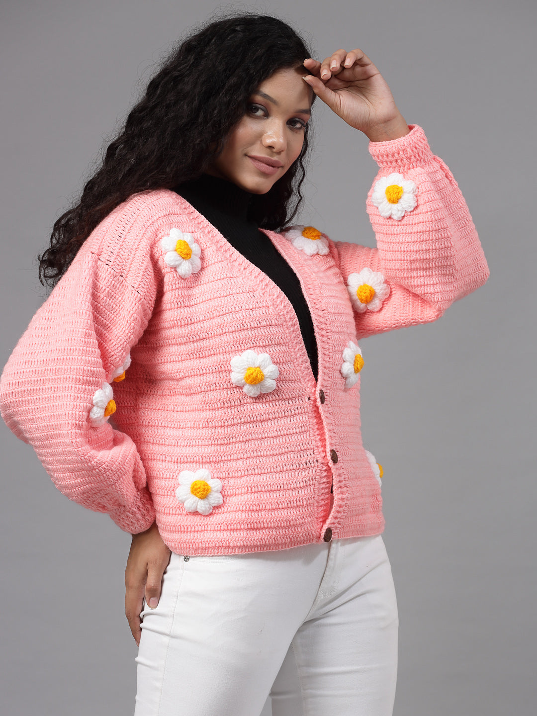 Button-Up Daisy Garden Crochet Cardigan