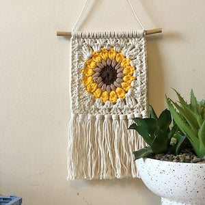 Crochet Sunflower Wall Hanging with Tassels