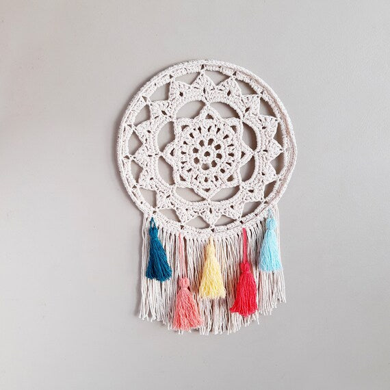 Crochet Mandala Wall Hanging with Tassels