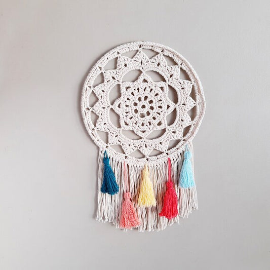 Crochet Mandala Wall Hanging with Tassels