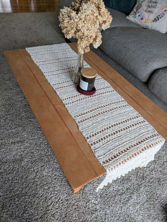 Cream/Off-White Crochet Table Runner