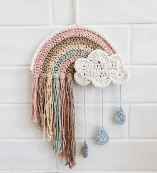 Crochet Rainbow and Cloud Wall Hanging